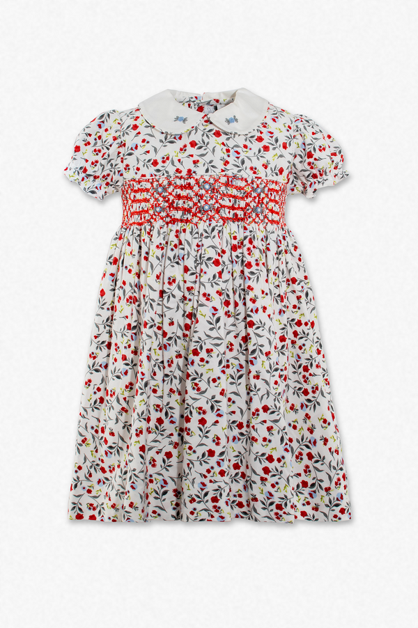 20225-Corduroy Floral Short Sleeve Toddler Girl Dress