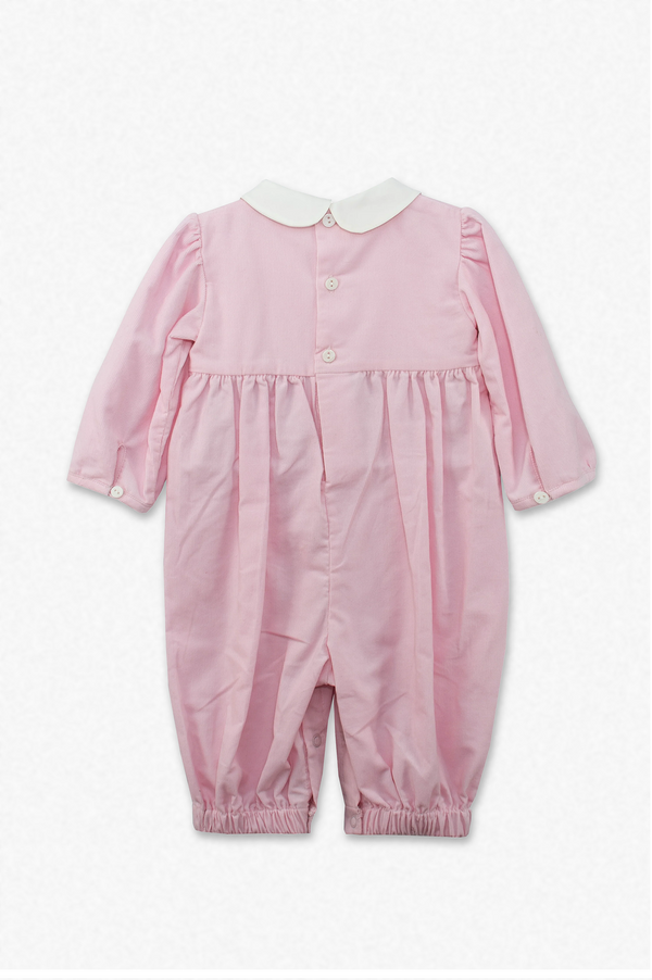 20227-Pink Smocked Corduroy Baby Girls Longall