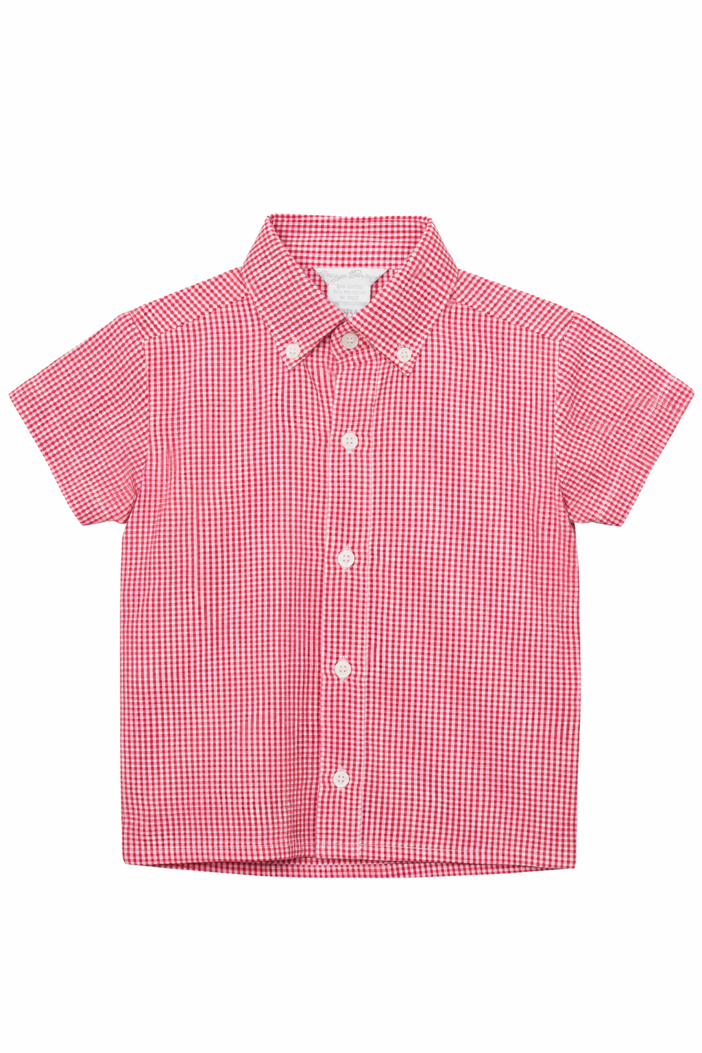 Red Check Seersucker Boys Polo Shirt