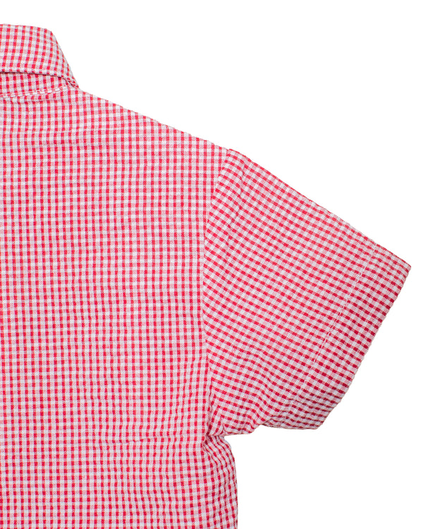 Red Check Seersucker Boys Polo Shirt