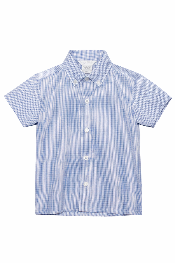 Navy Check Boys Polo Shirt