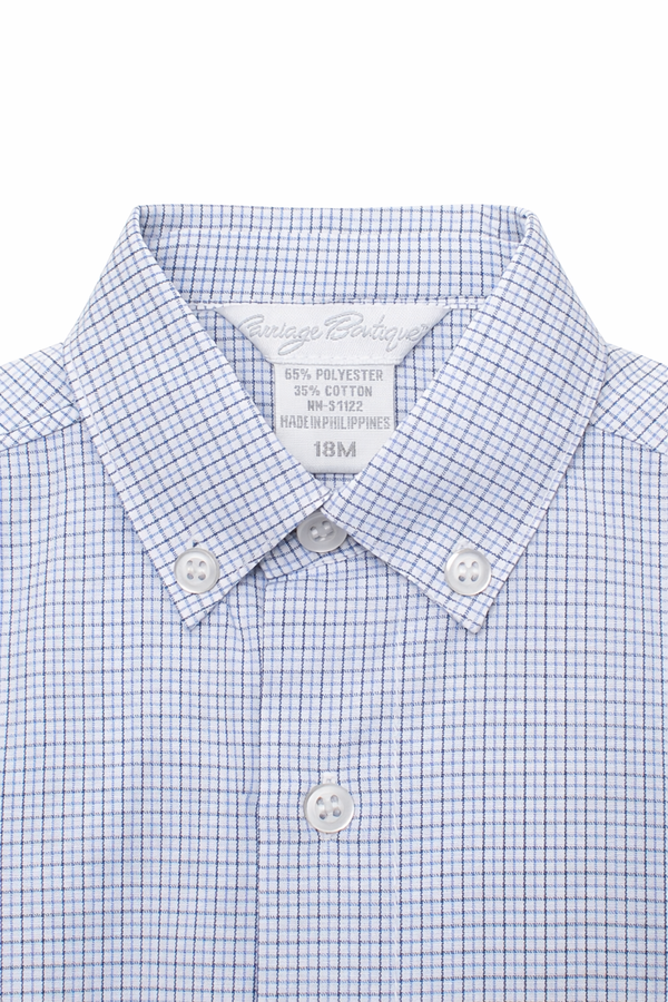 Navy Check Boys Polo Shirt