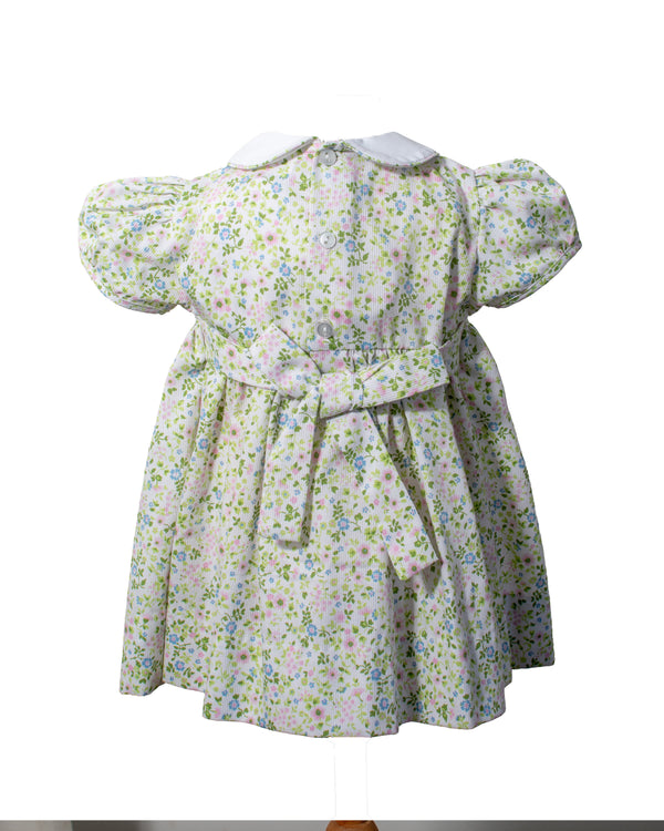 Shortsleeve Baby Girl Dress/Panty Green Floral