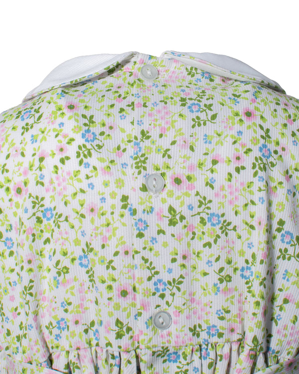 Shortsleeve Baby Girl Dress/Panty Green Floral