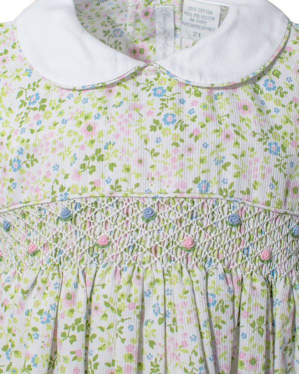 Shortsleeve Baby Girl Dress/Panty Green Floral