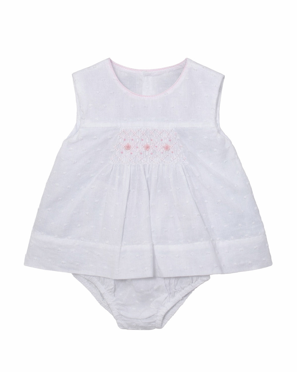 White Swiss Dot Baby Diaper Set