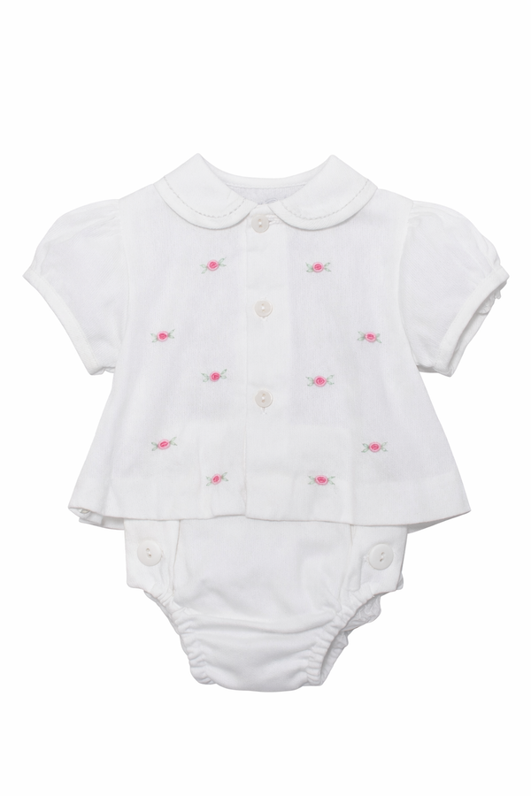 Embroidered Floating Flowers Diaper Set