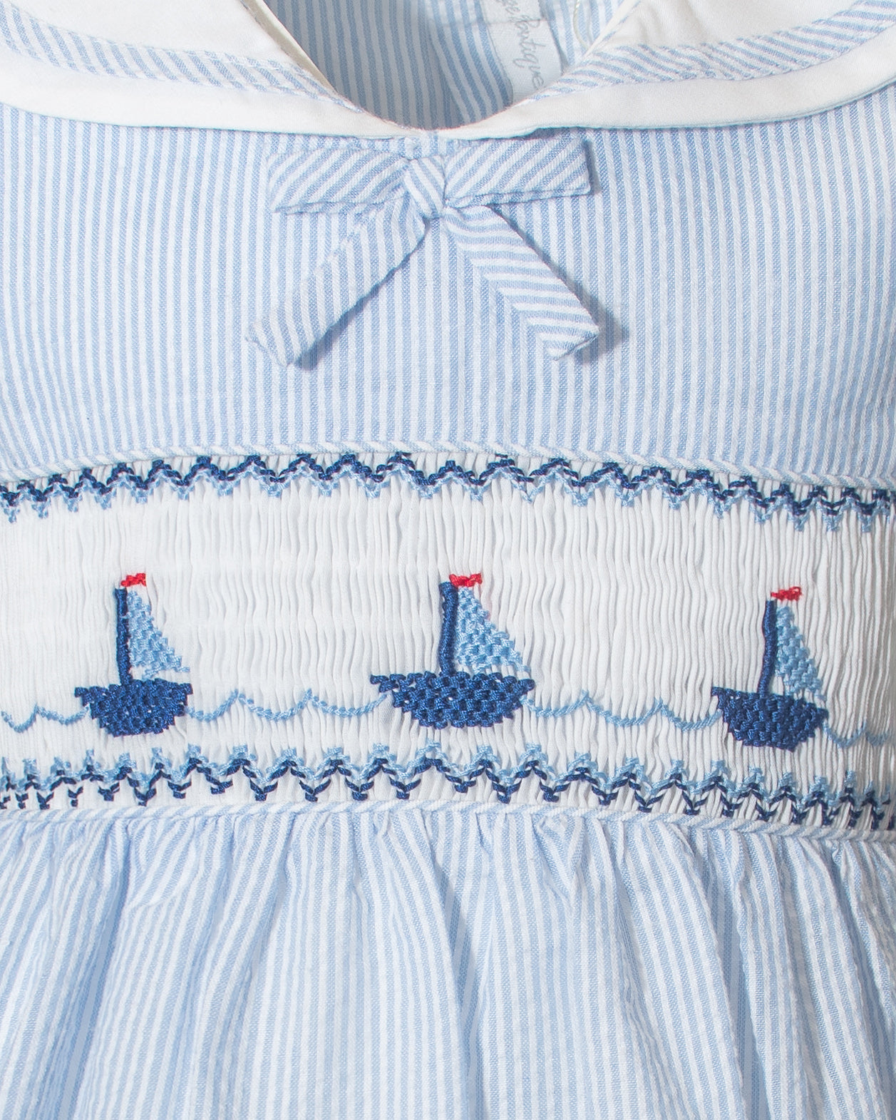 Smocked Sail Boats Blue Sleeveless Toddler Girl Dress