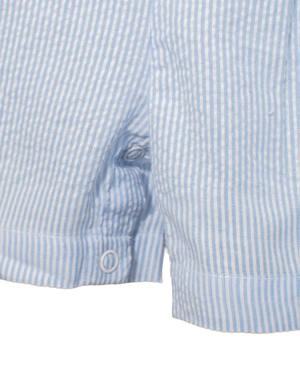 Smocked Sail Boats Boys Blue Shortall