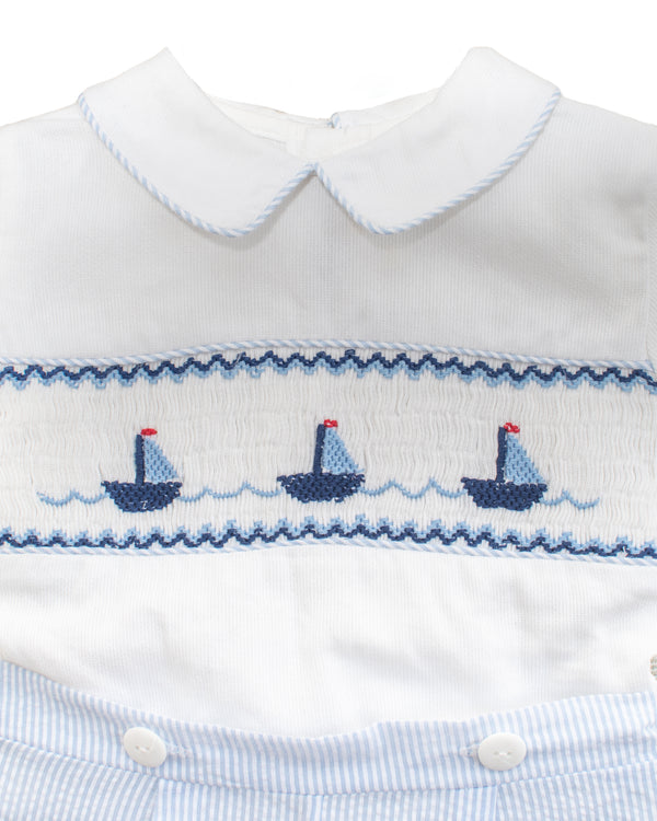 Smocked Sail Boats Bobby Suit