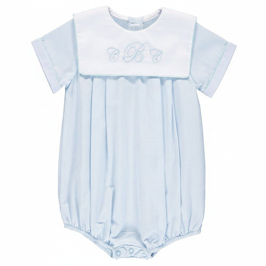 30106-Monogrammable Blue Baby Boy Bubble Romper
