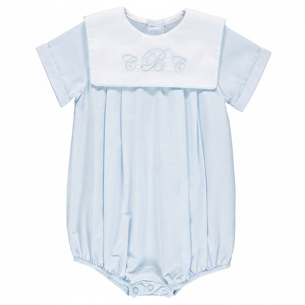 30106-Monogrammable Blue Baby Boy Bubble Romper