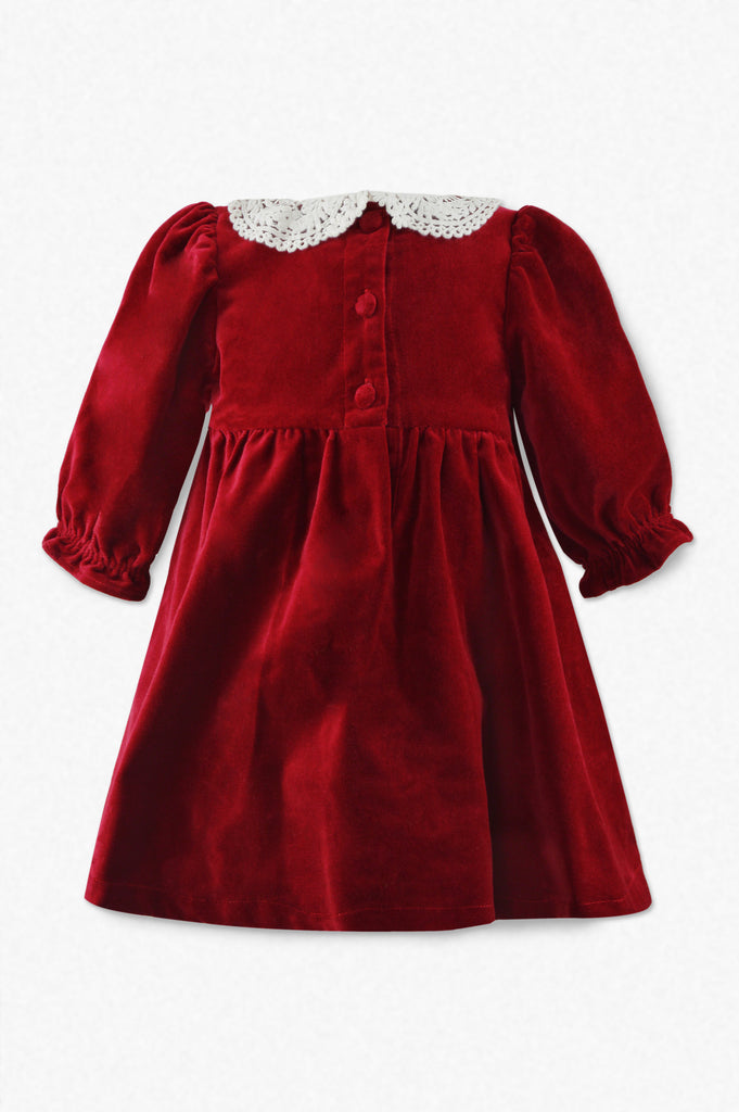 Red Velvet Baby Girl Long Sleeve Dress