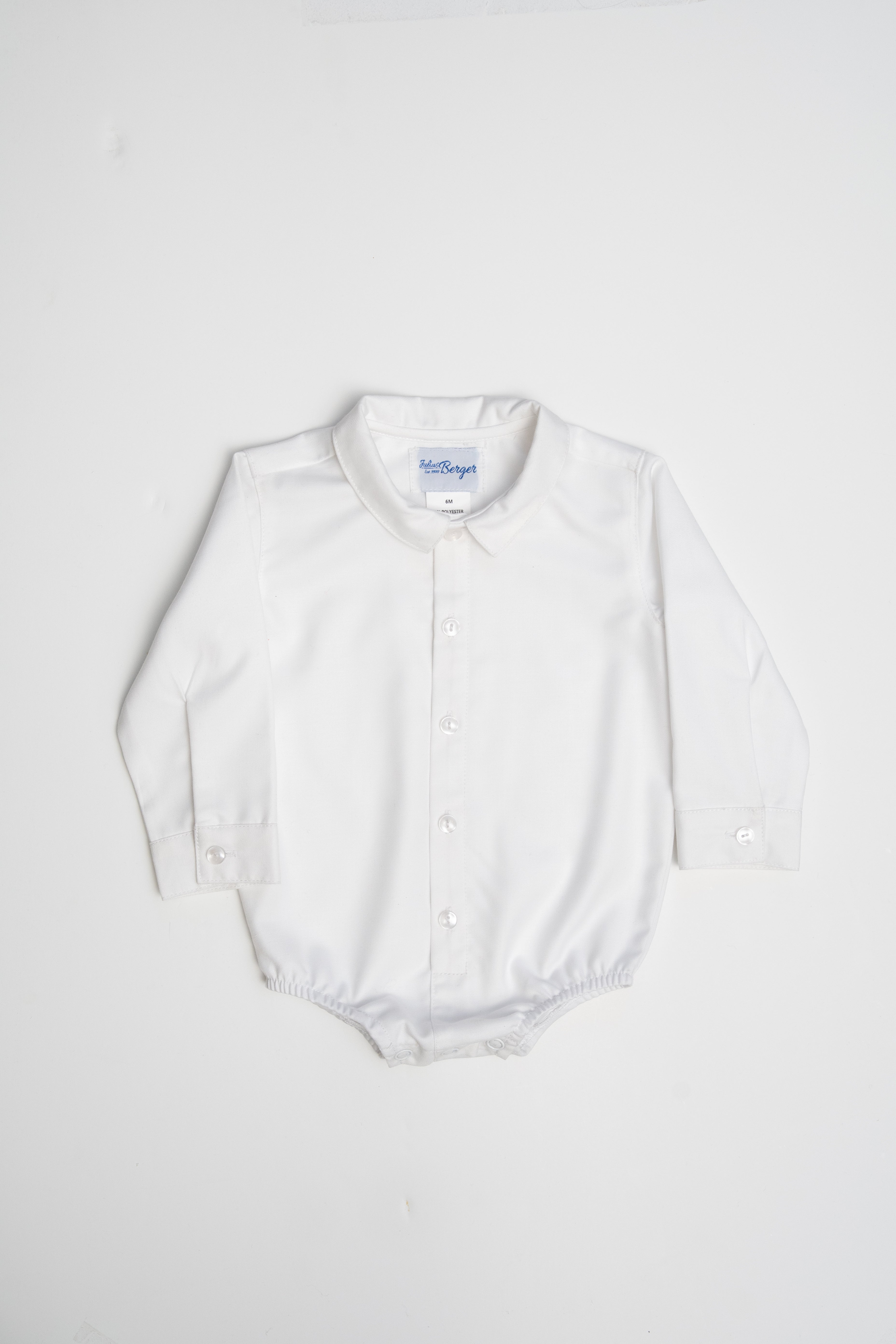 30020-White Button-Down Baby Boy Long Sleeve Shirt