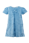 30032-Blue Suede Pattern Short Sleeve Baby Girl Dress