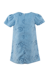 30032-Blue Suede Pattern Short Sleeve Baby Girl Dress
