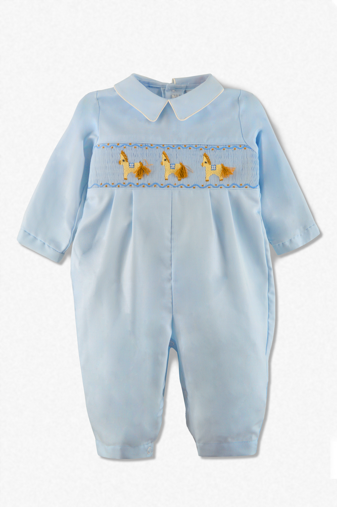 Wholesale Pastel Smocked Horses Long Romper