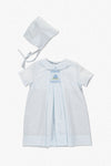 One Size Only Baby Boy Day Gown and Hat - Car Smocking