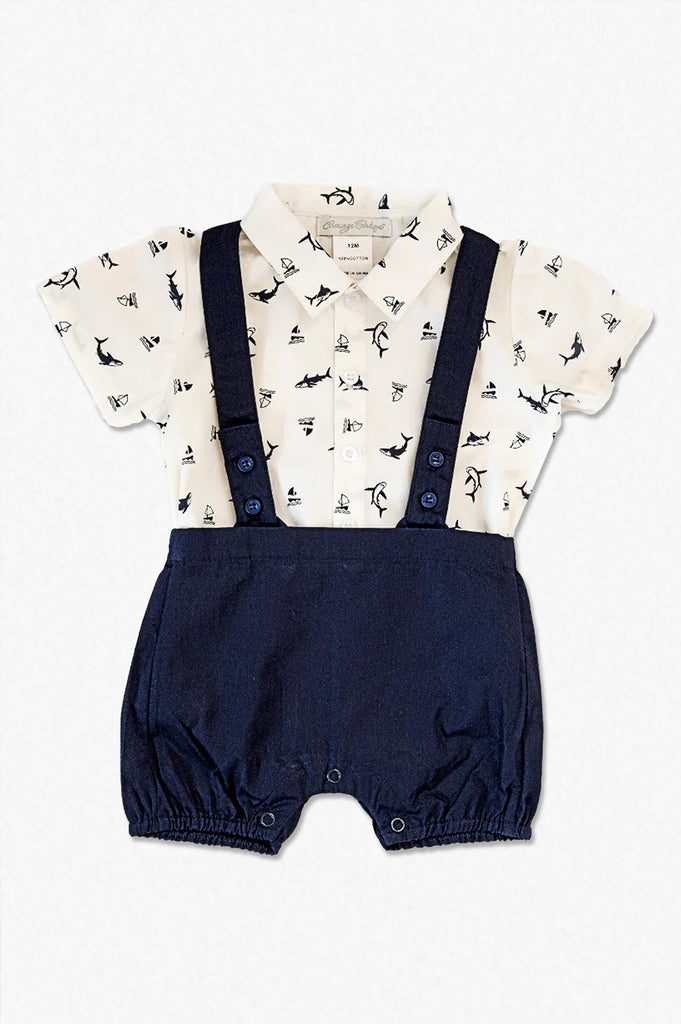 Wholesale Shark Shirt and Suspenders Bobby Suit