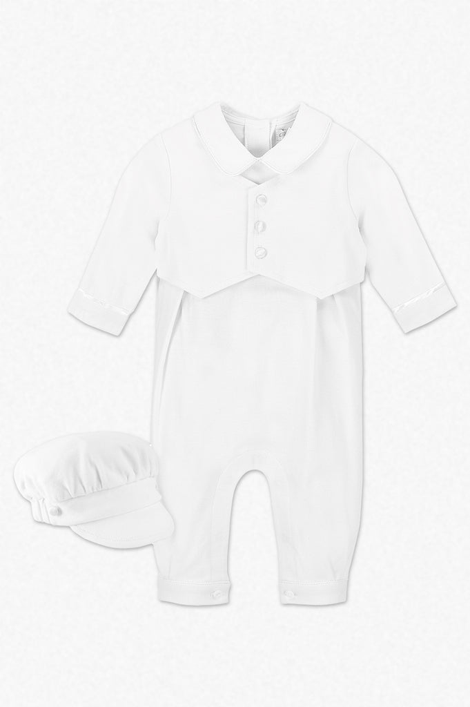 Wholesale Baby Boy Knit Special Occasion White Vest and Hat Imagewear