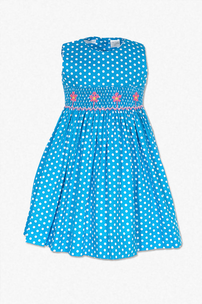 Wholesale Polka Dot Flowers Shortsleeve Dress (Toddler & Youth)
