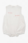 Pique Classic Smocked Sailboats White Baby Boy Bubble Romper