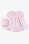 Pink Lace Baby Girl Dress with Bonnet