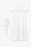 Long Bullion Cross Baby Girl Christening Gown with Bonnet