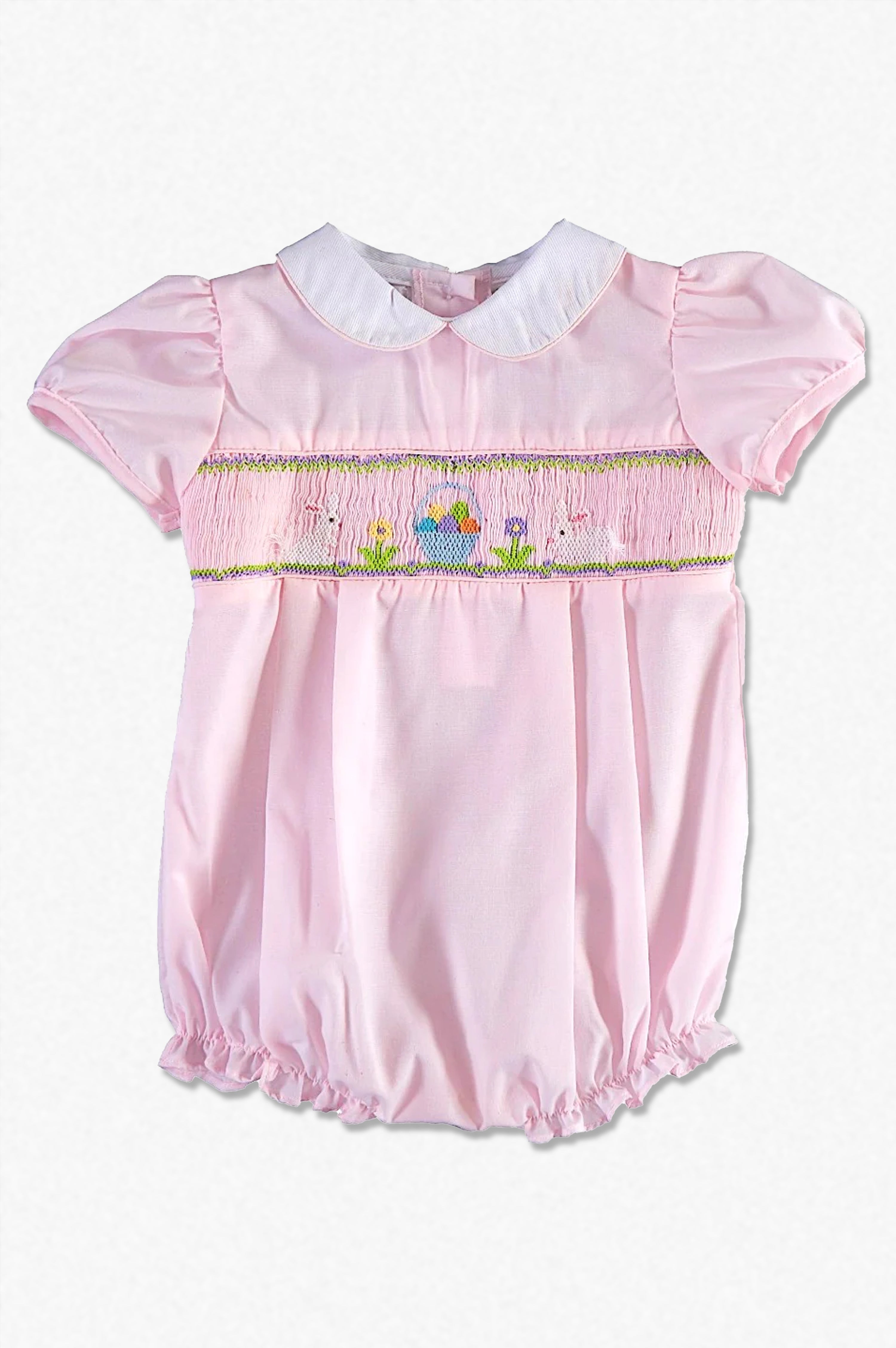 90025-Classic Smocked Easter Bunnies Baby Girl Bubble