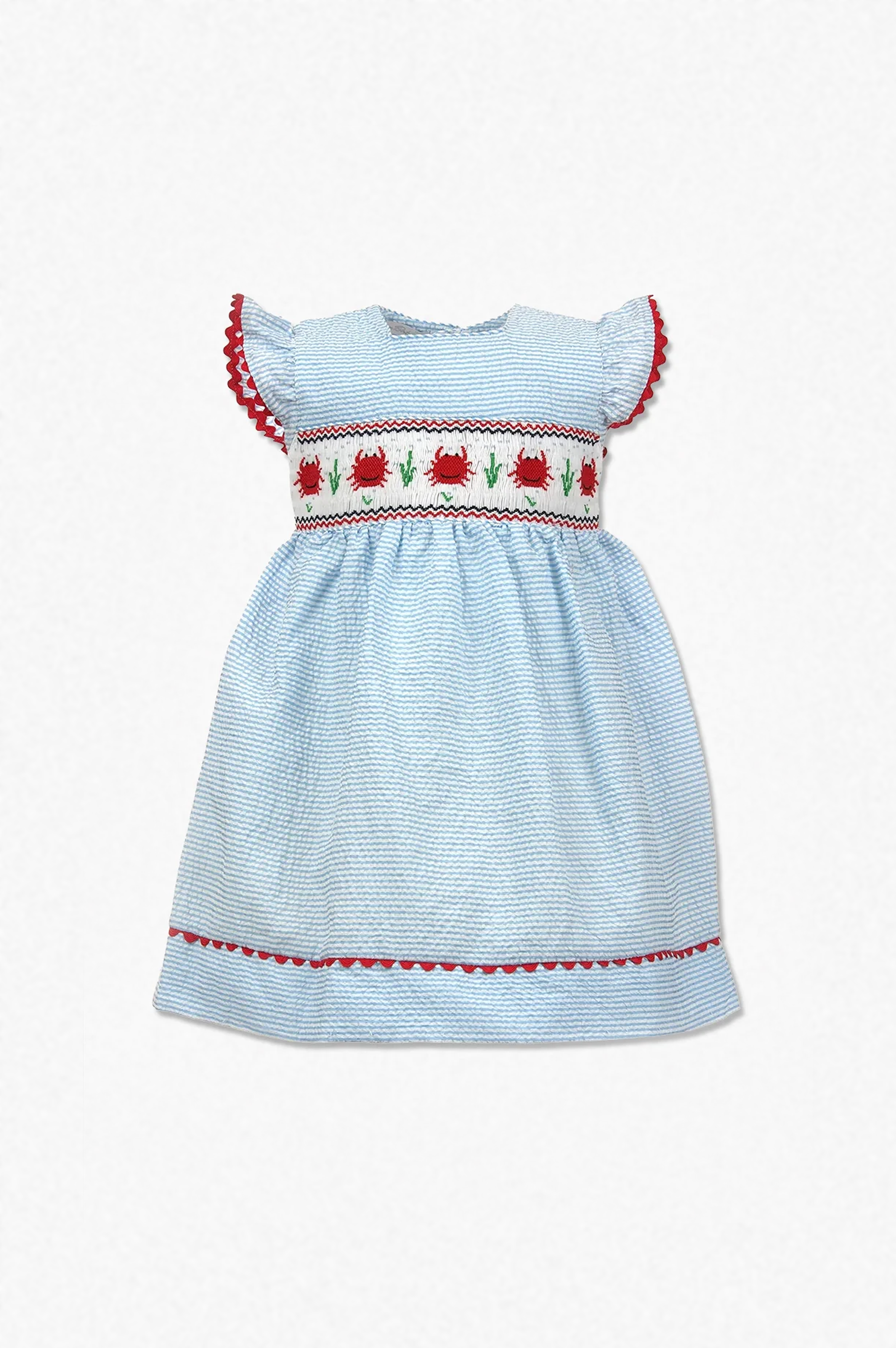 90040T-Smocked Crawling Crabs Toddler & Youth Dress