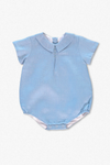 90075-Linen Pleated Blue Baby Boy Bubble Romper