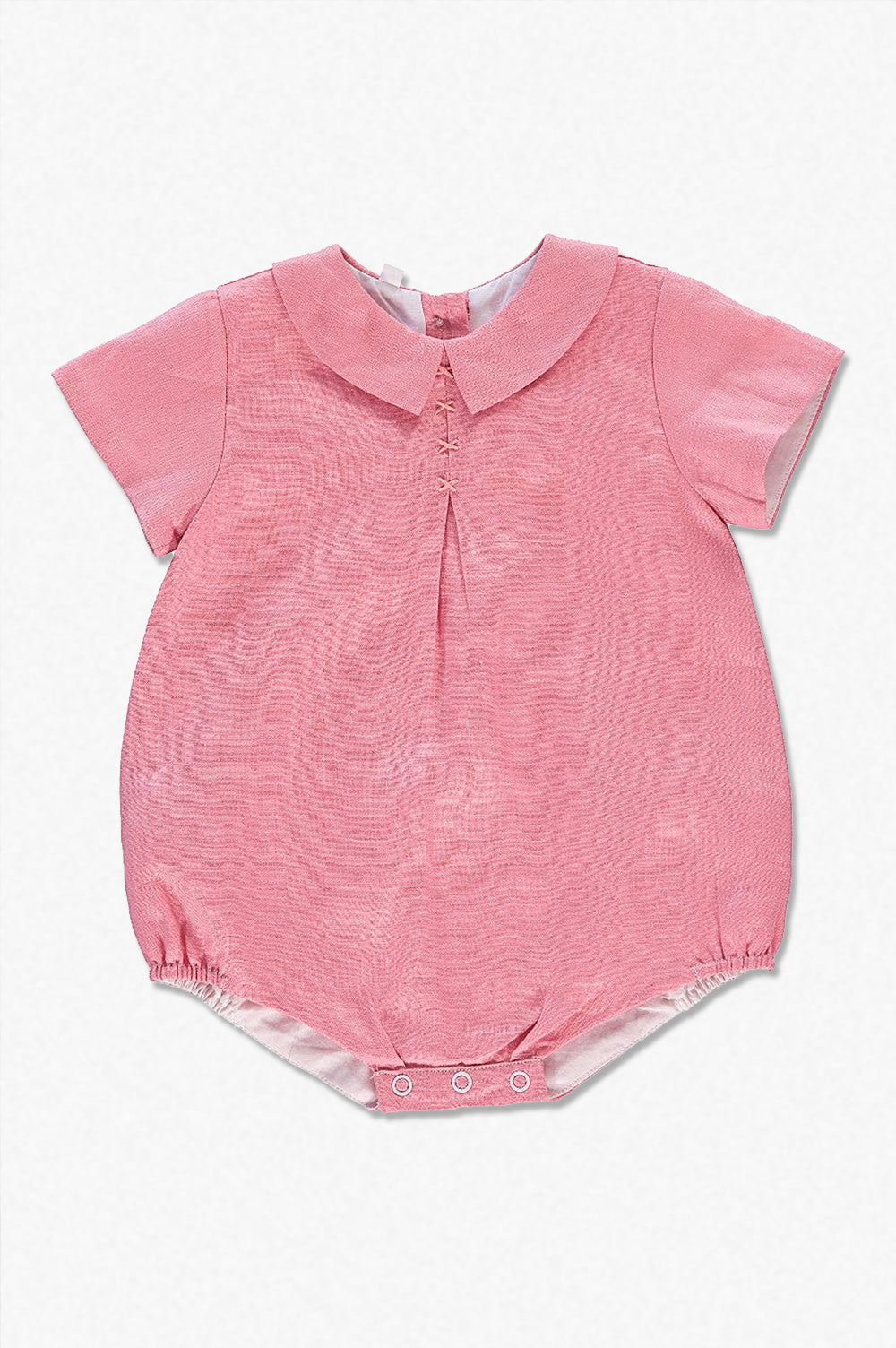 90076-Linen Pleated Pink Baby Girl Bubble