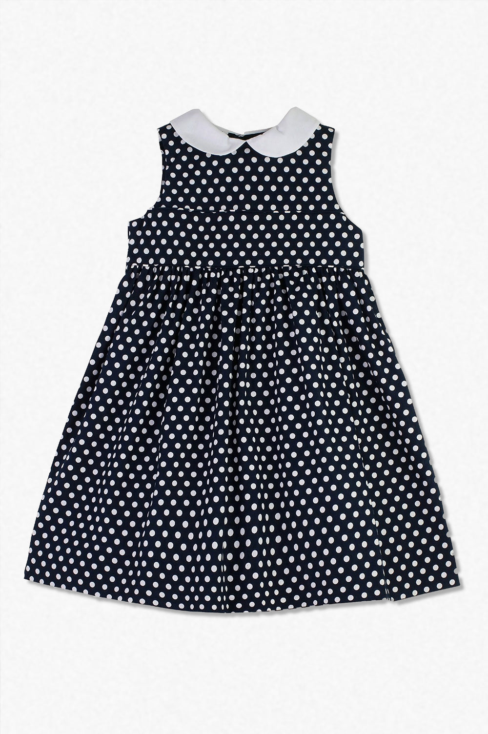 90081T-Navy Polka Dot Girl Dress (Toddler & Youth)