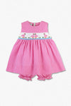 90082-Smocked Flamingos Baby Girl Dress