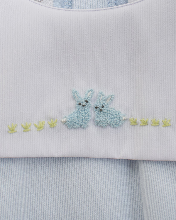 Embroidered Blue Bunnies Baby Boy Bubble Romper