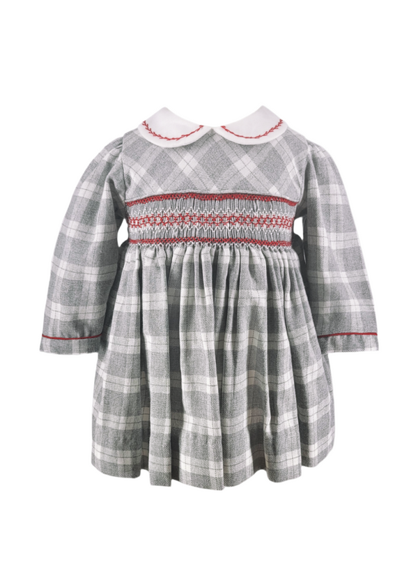 Heathered Plaid Baby Girl Long Sleeve Dress