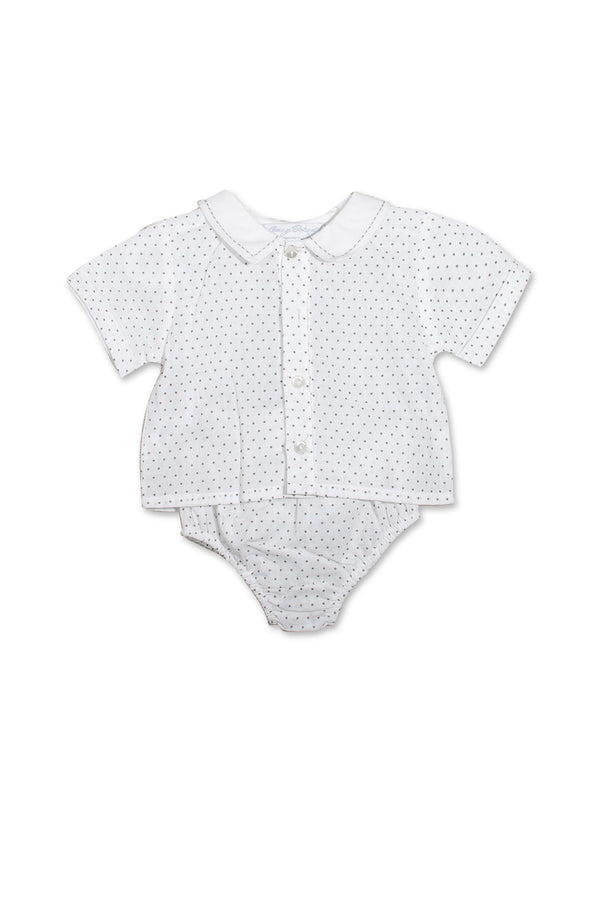 Star Diaper with Short Sleeves Button Up Shirt Set
