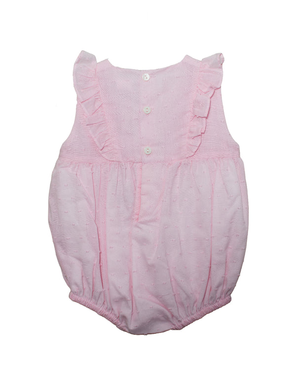 Swiss Dot Pink Baby Girl Bubble Romper 2
