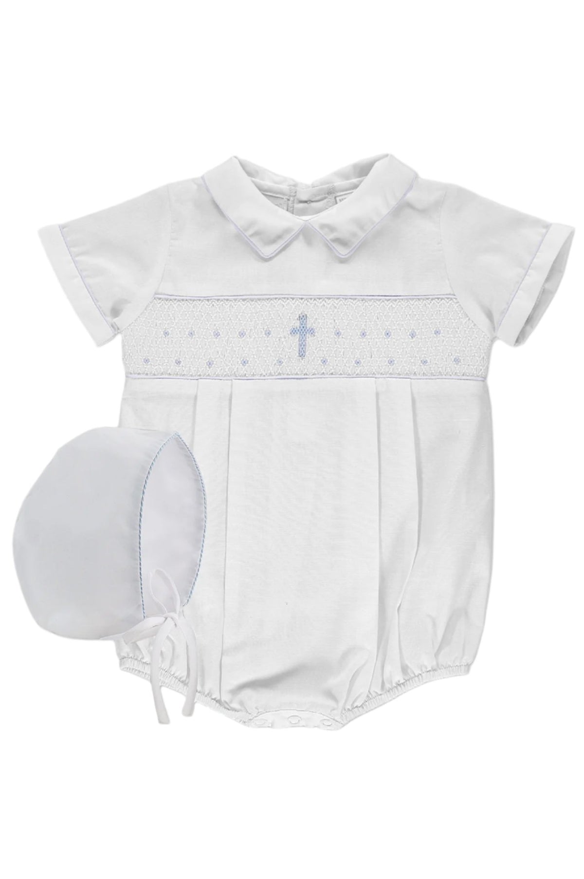 Hand Smocked Romper in Blue (3-18mths)