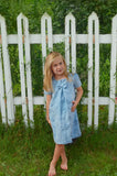 Wholesale Blue Suede Pattern Short Sleeve Baby Girl Dress - Imagewear