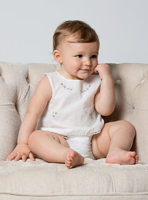 Baby Girl Sleeveless Shirt Two-Piece Diaper Set 4