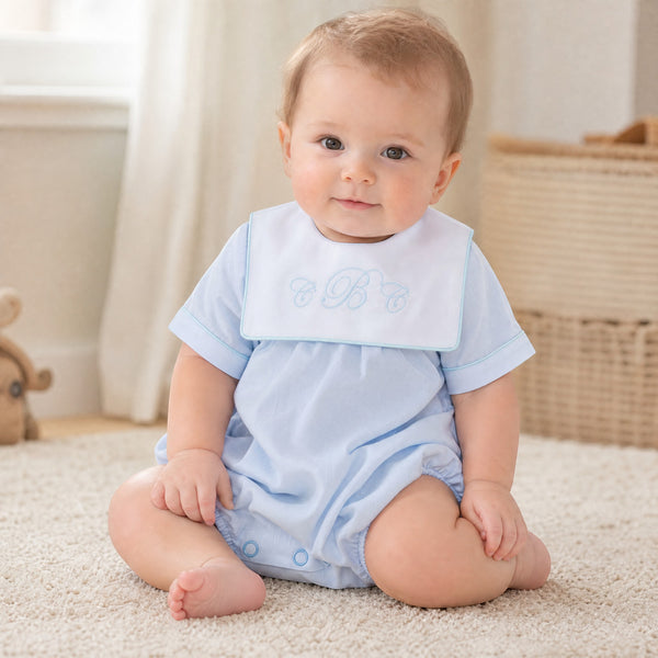 30106-Monogrammable Blue Baby Boy Bubble Romper