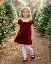 20389 Classic Toddler Velvet Dress with Lace Collar Red