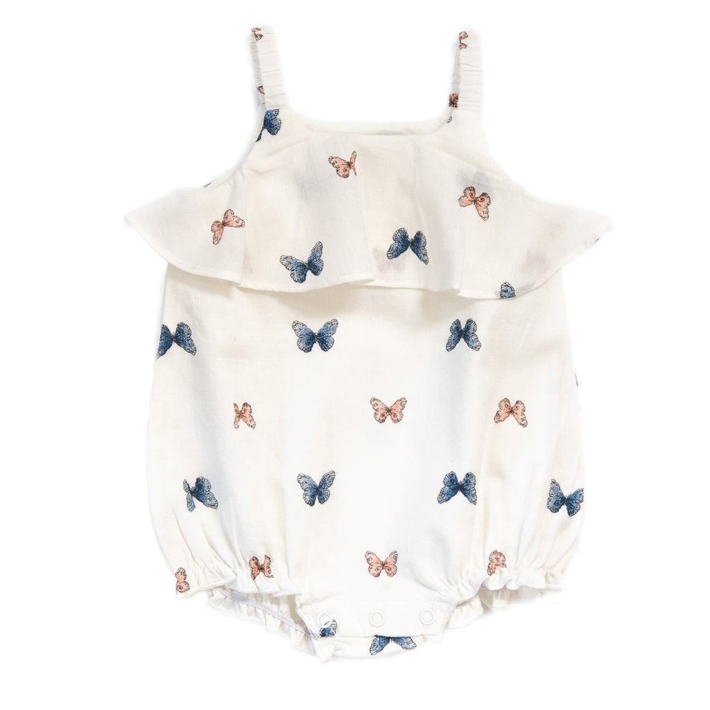 Carriage Boutique Butterfly White Baby Girl Bubble Romper