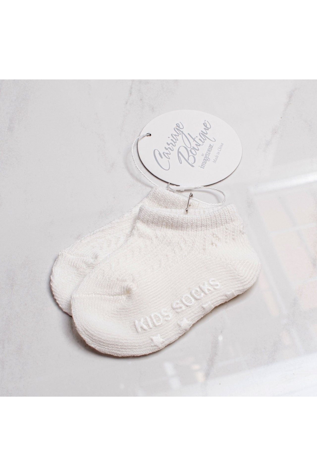 Carriage Boutique Christening White Baby Boy Socks - Imagewear
