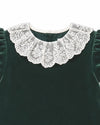 20390 Classic Velvet Dress with Lace Collar Green