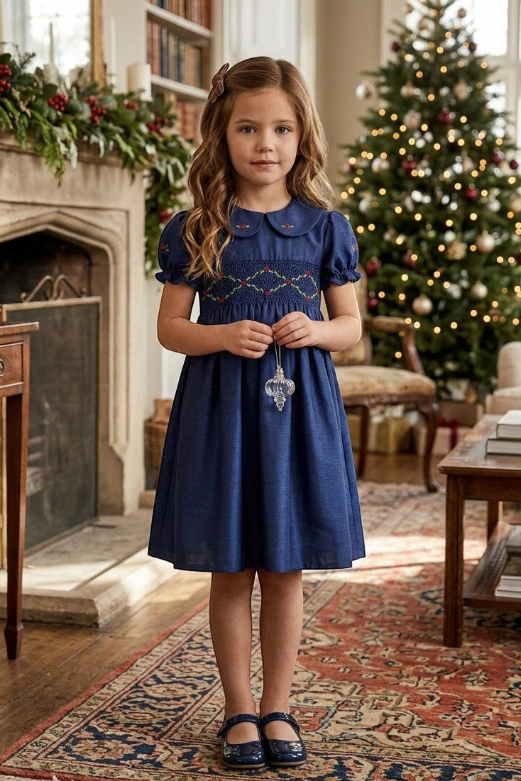 30047-Navy Party Dress for Toddler Girl