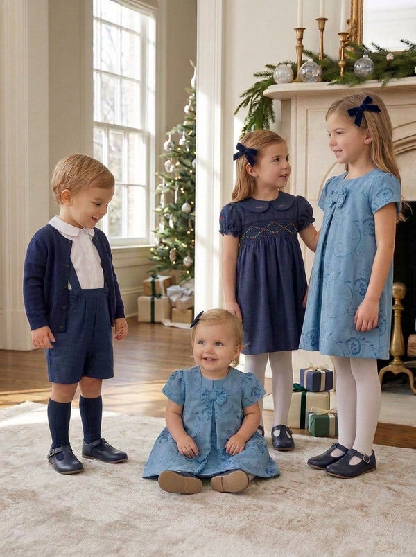 30047-Navy Party Dress for Toddler Girl
