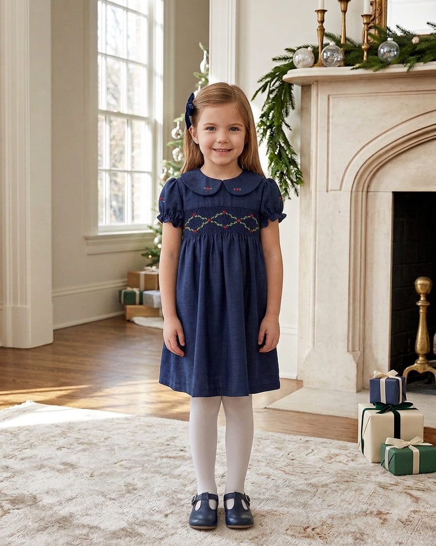 30047-Navy Party Dress for Toddler Girl