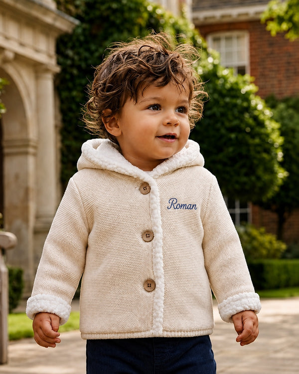 8190-Sherpa-Lined Hooded Jacket Off White